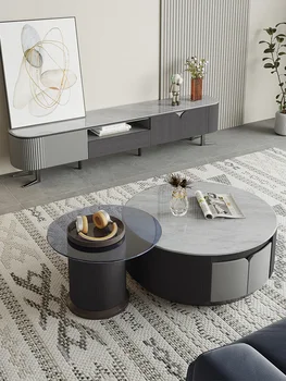 Shuang Hu baldai, šiferis, TV spintelė modernūs, prabangūs italijos kambarį buitinių paprastas apvalus kavos staliukas derinys 318